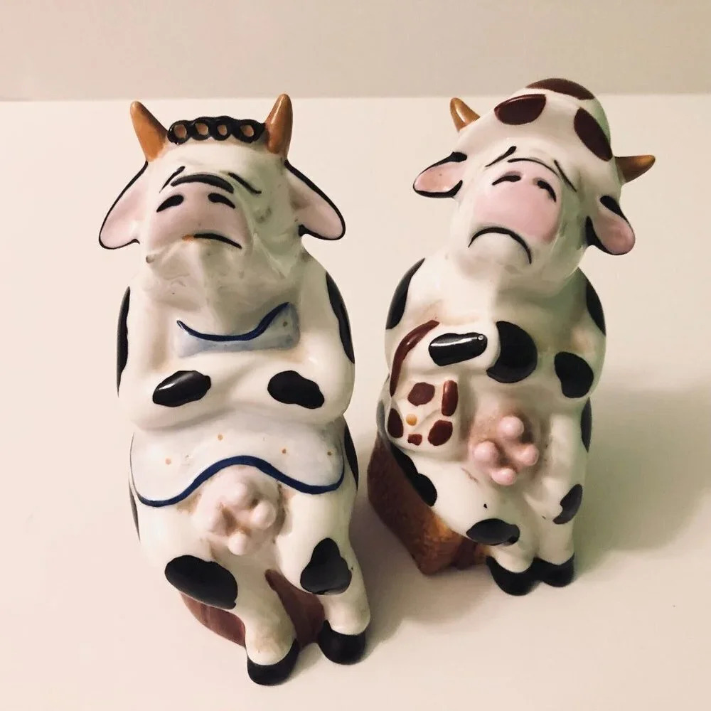 Brian Wood Studios Cheeky Devils Cow Figurines Ceramic Lot of 2